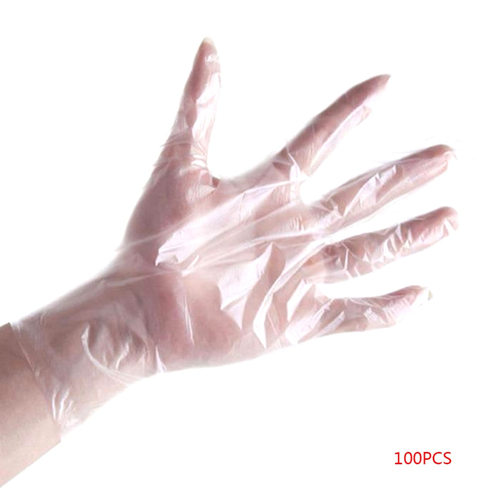 100pcs Disposable Gloves PE Garden BBQ Plastic Gloves Multifuction Restaurant Kitchen Accessories