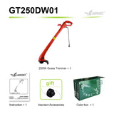 LANNERET 250W 220mm AC Electric Grass Trimmer Hand Cleaner Grass Cutter Machine Line Trimmer for Brake Disassembly Garden Tools